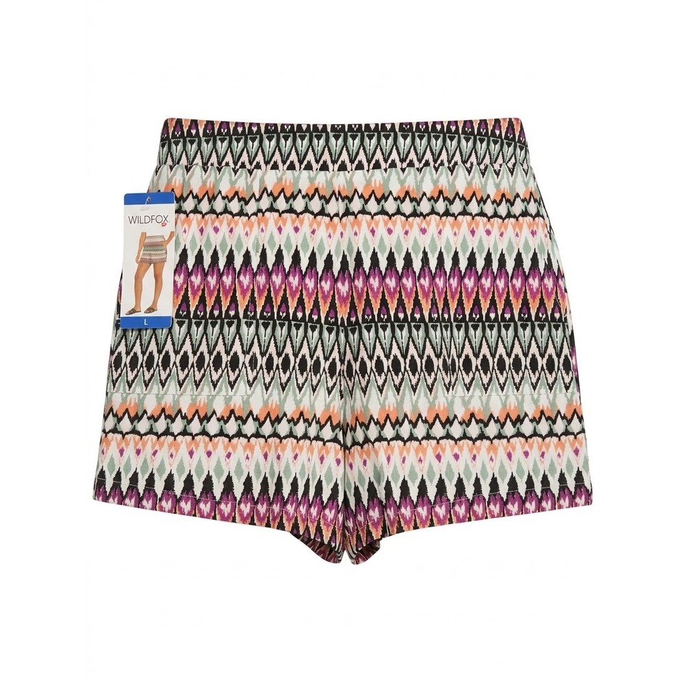 Wildfox Geometric Ikat Shorts Women Large Multi Color High Waisted Pockets NWT